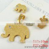 Sand Finish Cute Cow Stainless Steel 18k Gold Plated Jewelry Sets With Crystal