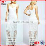 2016 Adjustable Straps Scoop V Neckline Evening Dress/Sexy Slim-cut Sheer Crochet Maxi Dress Women Party Dress thumbnail-1