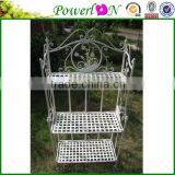 Antique White Metal 3 Tier Garden Flower Shelf PL08-4905