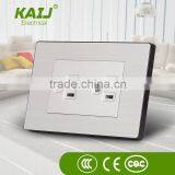 USA American Standard Fashion Multi Double 3 Pin Brushed Stainless Wall Power Electrical Socket