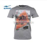 ERKE 100% Cotton Mens Summer Comfortable Round Neck Sports Short Sleeve t Shirt With Fasion Printing Cheap Wholesale thumbnail-1