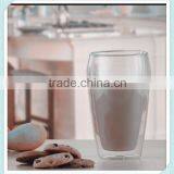 Borosilicate Material Double Wall Milk Cup Heat Resitant Double Wall Glass Milk Cup for Sale thumbnail-3