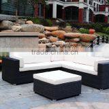 4 Pieces Outdoor Furniture Complete Patio Wicker Rattan Garden Corner Sofa Couch Set, Full, Black thumbnail-1