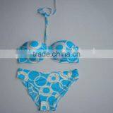 Women's Padded and Under-wire Halter Blue Bikini