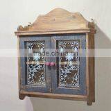 TOP SELLING~ Antique Wooden Cabinet With Glass Silk Screen Printing and Drawer thumbnail-2