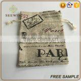 Drawstring Small Printed Pocket Artificial Jute Bag thumbnail-2