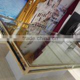 Hot Selling Golden Stainless Steel Wedding Project Wedding Table With Glass Top thumbnail-2