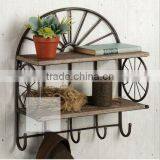 Decorative Wooden Wall Shelf With Hooks on the Bottom thumbnail-1