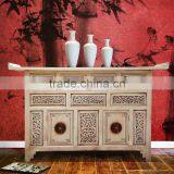 Buffet Console Oriental White Antique Mahogany Wood Furniture thumbnail-1