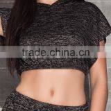 MGOO Custom Made Women Running Jersey Hoodie Black Marled Split Crop Tops Jumpers Fashion Sport Tops thumbnail-4