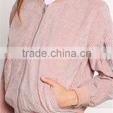 MGOO Custom Made 2017 Pink Corduroy Women Jackets Plain Zip Up Bomber Jackets For Spring Coat Fashion Streetwear thumbnail-4