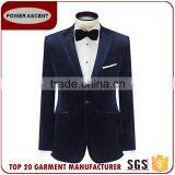 OEM Service High Quality French Trendy Arrow Lapel Single Button Velvet Blazer Coat Pant Suit For Men thumbnail-1