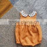 New Model Newborn Baby Clothes Wholesale Girls Linen Fabric Bodysuit With Lace Peter Pan Collar Infant Romper thumbnail-4