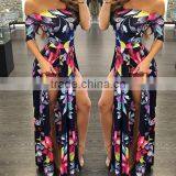 Zm50311b Hot Sell Cheap Plus Size Women Clothes off Shoulder Printed Lady Dress thumbnail-2