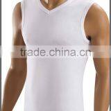 MEN COTTON RIB V NECK SLEEVELESS T SHIRT thumbnail-2
