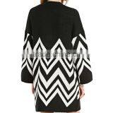 Custom Dolman Sleeves Chevron-patterned Front Open Womens Knitted Cardigan thumbnail-2