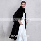 Europe Style Plus Size Woman Mink Fur Black Long Coat Luxurious Ladies Outdoor Overcoat thumbnail-1