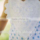 White & Blue Polka Dot Romper With Crochet Heart For Sizes 0-3 Baby Girl Clothes thumbnail-3