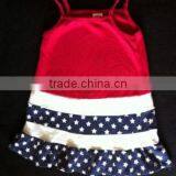 2014 new design fashion baby dress baby girls dresses striped red white& blue with stars cotton dress