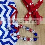 2015 Hot Sell Baby Girl July 4th Chervon Star Romper With Matching Headband and Necklace thumbnail-3