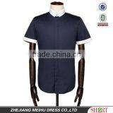 New Design Simple Fashion Contrast Collar Short Sleeves Men Fit Dress Shirts thumbnail-1