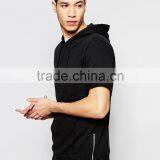 Short-Sleeve Hoodie In Black With Side Zips thumbnail-2