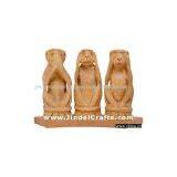 Gandhi's Monkeys- Hand Carved Wooden Figures India Art thumbnail-1