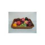 Square Dark Brown Rattan Fruit Basket Hand Woven With PP Wire thumbnail-1