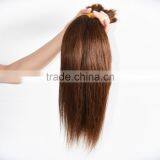 Top high quality Silk straight remy hair 4# brown color weave human hair bulk