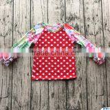 New Arrival Baby Girls Christmas Raglan Shirts 100% Cotton Ruffle Long Sleeves Kids Clothes Top thumbnail-3