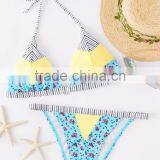 OEM Custom Bikini Swimwear Triangle Splicing Bikini Set thumbnail-3