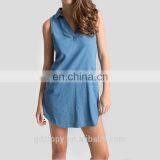 Latest Women Blue Denim Jeans Dress Denim Halter Dress Denim Dress thumbnail-2