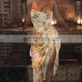 Hot Sales 2020 Women Fashion Floral Casual Dresses Ladies Pleated Backless Sexy Dresses Women Summer Dresses thumbnail-1