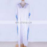 2019 Casual V-Neck Bats Sleeve Side Split Beach Kaftan Loose Summer Dress White Cotton Tunic Women Street Wear Maxi Dress thumbnail-6