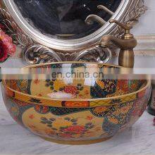 Artistic European Excellent Quality Bathroom Bowl Porcelain Ceramic Wash Basins Made In Jingdezhen thumbnail-5