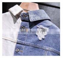 Ustomized Plus Size Men's Jackets Korean Style Slim Casual Color Matching Male Hip-hop Denim Jacket thumbnail-3