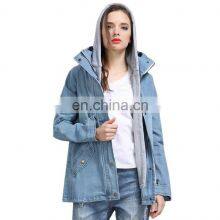 Wholesale Custom 2 Pieces Matching Clothes Woman Vest & Jacket Winter Warm Collar Hooded Coat Jacket Denim Trench Parka Outwear thumbnail-2