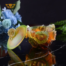 Best Selling Crystal Glass Sunflower Sugar Jar Desk Ornaments Office Decoration thumbnail-4