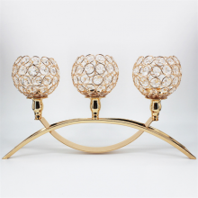 3 Arms Candelabras Crystal Arch Bridge Candle Holders Bowl Tealight Candlesticks Romantic Ornament for Home Wedding Decor thumbnail-1
