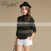 Women's Preppy Style Jacquard Leopard Knitted Cashmere Sweater O-Neck With Autumn Style ODM Supply for Winter Season thumbnail-3