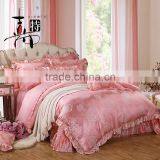 China Supplier 100% Cotton Jacquard Satin Bed Skirt Wedding Home Textile Bedding Set thumbnail-5