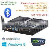Mini Fanless PC With Onboard Intel Core i7 Turbo Boost DP HD LAN USB3.0 Ports 3D 4K HD Support 4G RAM 32G SSD Alloy Case Wifi