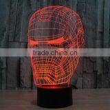 IRON MAN Shape Skull 3d Illusion Lamps Acrylic Indoor USB + Battery Operated Decorative Led Night Light thumbnail-6