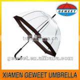 Novelty Stylish Super Clear Plastic Crook Handle Transparent Umbrella