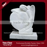 Hot Sale Western Style White Marble Heart Shaped Tombstone With Angel