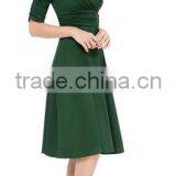 3/4 Sleeve Ruched Waist Classy V-Neck Casual Cocktail Dress Manufacture /lady Dress thumbnail-3