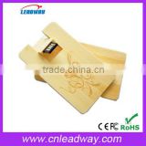 Bamboo Credit Card USB 2.0 Flash Drive with Free Laser Engraved Logo