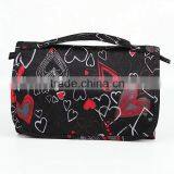 210D Nylon Plaid Floral Printing Toiletry Cosmetic Bag With Hanger thumbnail-2