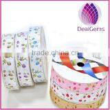 Flower grosgrain ribbon,5/8 inch with single-side printed flower,bowknot,100yards / roll.