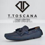 Navy Nubuck Leather Tassels Upper With Buckle Men Leather Casual Shoes Dubai Shoes